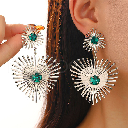 Alloy Rhinestone Dangle Stud Earrings WG1C64B-04-1