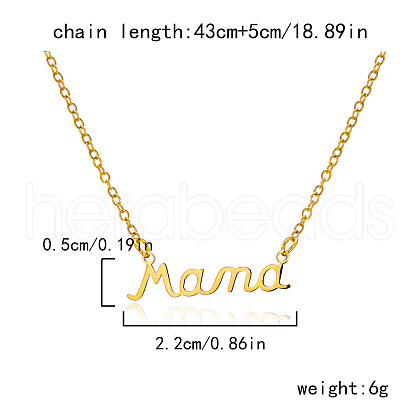Mother's Day 304 Stainless Steel Word Mama Pendant Necklaces for Women FS-WG8A099-06-1