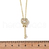 Brass Pave Cubic Zirconia Heart Key Pendant Necklaces for Women NJEW-R027-03G-01-5