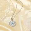 Elegant Vintage Brass Pave Clear Cubic Zirconia and White Enamel Evil Eye Pendant Necklaces for Women BR0167-2-1