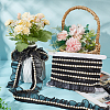 FINGERINSPIRE 4 Yards Chiffon Pleated Lace Ribbon with Plastic Beads OCOR-FG0002-65-4