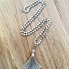 Natural Howlite Mala Prayer Round Beaded Wrap Necklaces with Long Tassel and Metal Tree of Life FS-WG93CBE-08-1