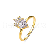 Elegant S925 Sterling Silver Pave Clear Cubic Zirconia Heart-shaped Ladies Ring for Party Daily Wear UM7480-1-2