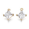 Brass Micro Pave Clear Cubic Zirconia Charms X-KK-T056-65G-NF-1