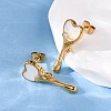 304 Stainless Steel Natural White Shell Stud Earrings EJEW-Z118-01G-3