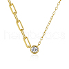 925 Sterling Silver Round Zircon Necklace TF5520-1