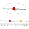 Brass Hexagonal Column Glass Seaded Beaded & Resin Round Beaded Link Chains CHC-G026-01F-2