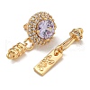 Brass Micro Pave Clear Cubic Zirconia Fold Over Clasps KK-U037-24G-02-2