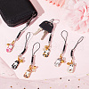 6Pcs 6 Colors Cat & Flower Alloy Enamel Pendant Decoration HJEW-AB00466-5