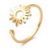 Ion Plating(IP) 304 Stainless Steel Sun Open Cuff Ring for Women RJEW-M149-05G-3
