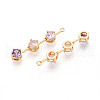 Brass Micro Pave Clear Cubic Zirconia Pendants KK-N267-01A-G-2