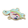 Light Gold Plated Alloy Enamel Pendants ENAM-L041-05A-3