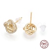 925 Sterling Silver Micro Pave Cubic Zirconia Stud Earring Findings STER-T004-47G-4
