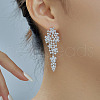 Elegant and Simple Brass Clear Cubic Zirconia Flower Tassel Stud Earrings GP2120-2-1