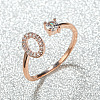 Brass Micro Pave Cubic Zirconia Cuff Rings for Women FS-WGA4C54-15-1