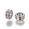 201 Stainless Steel Grooved European Beads X-STAS-P239-03P-2