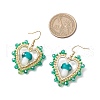 Heart with Mushroom Handmade Lampwork Dangle Earrings EJEW-MZ00450-04-3
