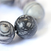 Natural Black Silk Stone/Netstone Round Bead Strands G-E334-4mm-05-4