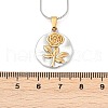 304 Stainless Steel Two Tone Pendant Necklaces for Women NJEW-S445-01C-GP-4