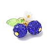 Handmade Polymer Clay Rhinestone Cherry Pendants PALLOY-JF03868-02-4