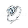Rhodium Plated 925 Sterling Silver Pave 9.4x5.6mm Moissanite Finger Rings for Women WGE3211-19-3