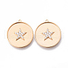 Brass Micro Pave Clear Cubic Zirconia Pendants KK-N232-160-NF-1