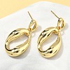 Oval Brass Dangle Stud Earrings EJEW-A132-03G-2