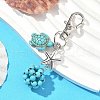 Turtle & Round Synthetic Turquoise Pendant Decorations HJEW-JM03277-01-1