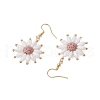 Natural Lava Rock Flower Dangle Earrings EJEW-TA00568-01-4