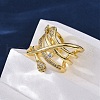 Brass Micro Pave Clear Cubic Zirconia Cuff Rings for Women RJEW-H248-01G-02-3