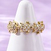 Brass Micro Pave Clear Cubic Zirconia Cuff Rings for Women RJEW-G345-01G-2