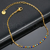 304 Stainless Steel Colorful Tassel Anklets WG8806E-13-1