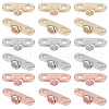 GOMAKERER 18Pcs 3 Colors Brass Micro Pave Clear Cubic Zirconia Slide Charms KK-GO0001-29-1