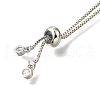 Adjustable Brass Clear Cubic Zirconia Slider Bracelet Making KK-L230-15P-3