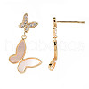 Brass Micro Pave Clear Cubic Zirconia Dangle Stud Earrings EJEW-T007-17G-B-NF-2