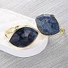 Horse Eye Natural Gemstone Cuff Rings RJEW-M076-04G-5