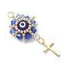 Glass Seed Beaded Evil Eye Pendants PALLOY-MZ00628-03-3