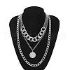 Alloy Disc Pendant 3 Layer Necklaces for Women FS-WGAC560-02-1