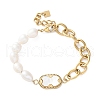 304 Stainless Steel Oval Shell Link Bracelets BJEW-A036-11G-4