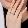 Anti-Tarnish Rhodium Plated 925 Sterling Silver Retangle Finger Ring RJEW-Z040-13P-2