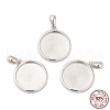 Anti-Tarnish Rhodium Plated 925 Sterling Silver Pendant Cabochon Settings STER-I017-017P-2