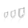 3 Pcs Elegant 925 Sterling Silver Clear Cubic Zirconia U-Shaped Hoop Earrings KD8857-2-4