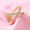 Adjustable Brass Micro Pave Clear Cubic Zirconia Cuff Rings X-RJEW-F101-17G-5