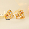 Elegant Brass Clear Cubic Zirconia Flower Stud Earrings WJ0052-4