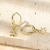 Tortoise Brass Micro Pave Clear Cubic Zirconia Hoop Earrings EJEW-D311-008G-1