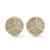 Flat Round Brass Micro Pave Cubic Zirconia Stud Earrings EJEW-G371-07G-1