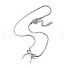 304 Stainless Steel Bowknot Pendant Necklace NJEW-Z028-02P-1