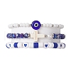 3Pcs Religion Polymer Clay & Glass & Synthetic Turquoise Beaded Stretch Bracelets Kit BJEW-JB10675-02-1