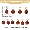 Beebeecraft 80Pcs 2 Colors Round Natural Wood Pendants PALLOY-BBC0001-01-2