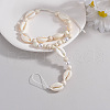 Bohemian Style Natural Cowrie Shell & Plastic Imitation Pearl & Waxed Cord Adjustable Toe Ring Anklets FS-WG56DB4-01-2